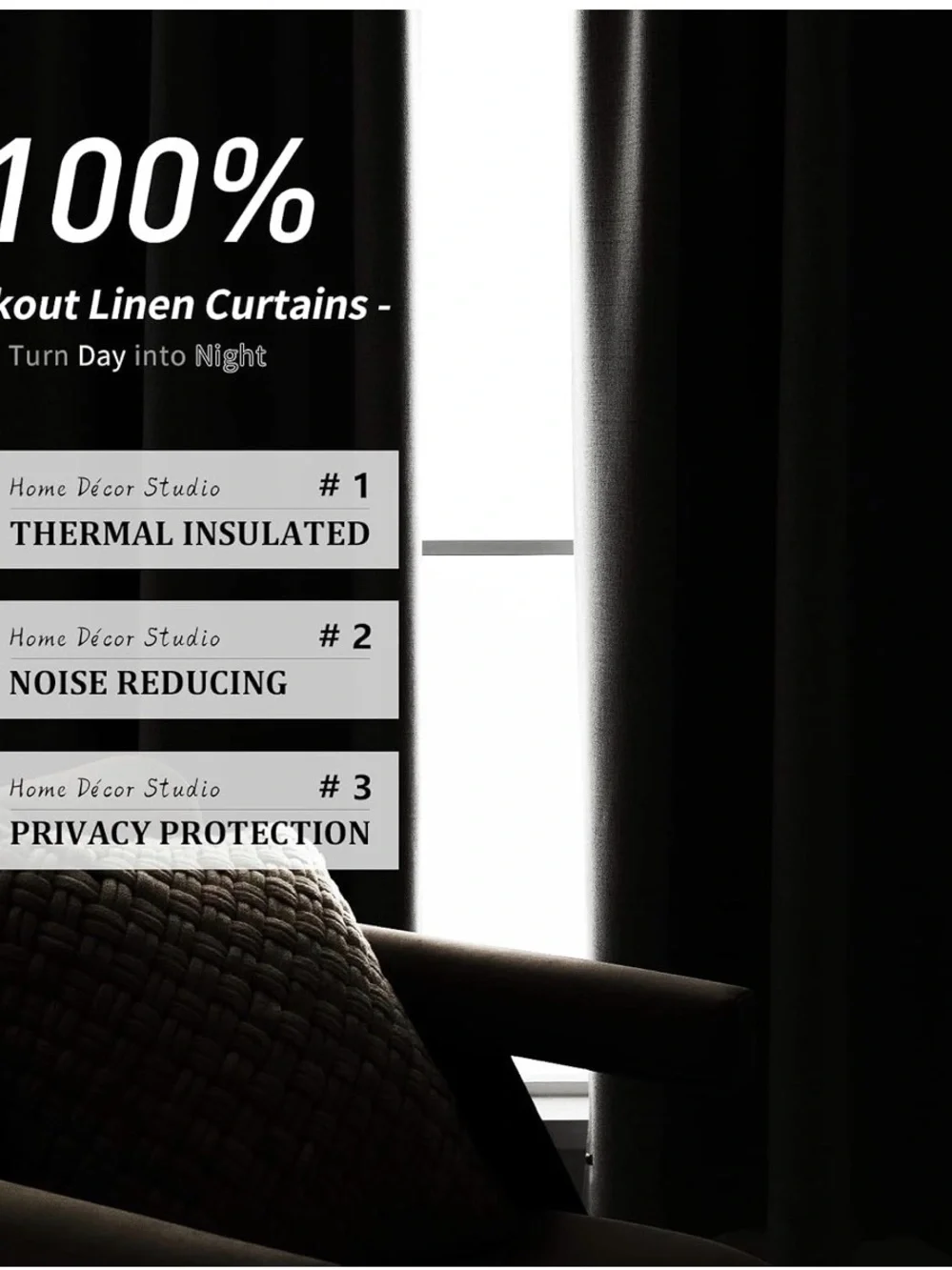 New PANGSINNE Grey 100% Truly Blackout Curtains 52-108in 2 pcs